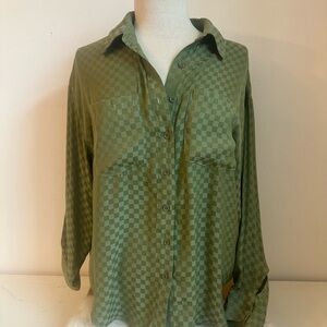 Le Lis Olive Checkered Button Down Shirt